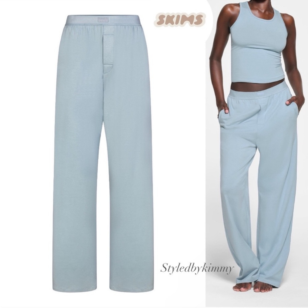 SKIMS Loose Boyfriend Pant NWT XS NEW DENIM BLUE NEW - Picture 1 of 6